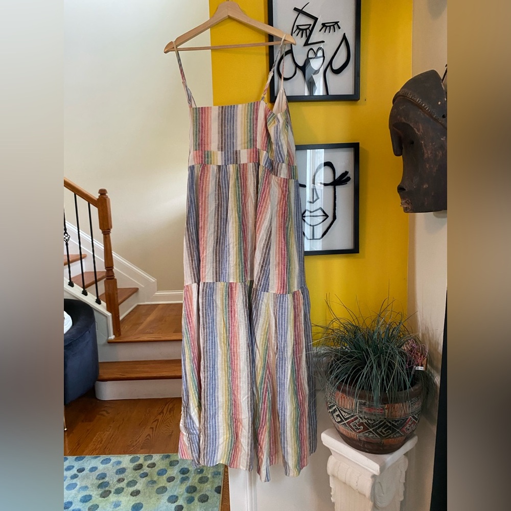 Striped Multicolor Asymmetrical Maxi Wrap Dress/Sundress